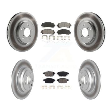 Front Rear Coated Disc Brake Rotors And Semi-Metallic Pads Kit For 2009-2014 Acura TL KGS-101040