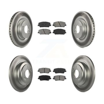 Front Rear Coated Disc Brake Rotors And Semi-Metallic Pads Kit For Hyundai Genesis Coupe KGS-101048