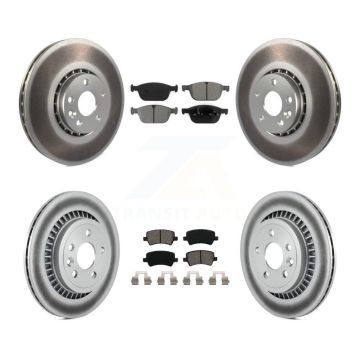 Front Rear Coated Disc Brake Rotors And Semi-Metallic Pads Kit For 2010-2015 Volvo XC60 KGS-101049