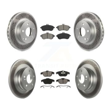 Front Rear Coated Disc Brake Rotors And Semi-Metallic Pad Kit For Mercedes-Benz C250 C230 KGS-101056
