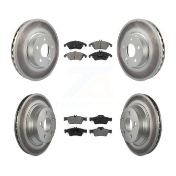 Front Rear Coated Disc Brake Rotors And Semi-Metallic Pad Kit For Mercedes-Benz E350 E400 KGS-101060