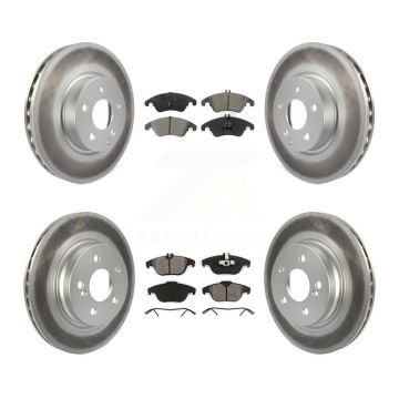 Front Rear Coated Disc Brake Rotor Semi-Metallic Pad Kit For Mercedes-Benz C300 C350 E350 KGS-101061
