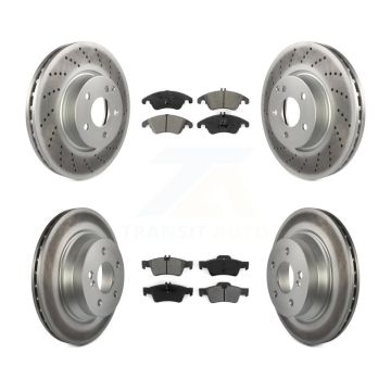 Front Rear Coated Disc Brake Rotors And Semi-Metallic Pad Kit For Mercedes-Benz E350 E400 KGS-101062