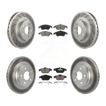 Front Rear Coated Disc Brake Rotor Semi-Metallic Pad Kit For Mercedes-Benz C300 C350 E350 KGS-101063