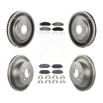 Front Rear Coated Disc Brake Rotors And Semi-Metallic Pads Kit For Nissan LEAF KGS-101068