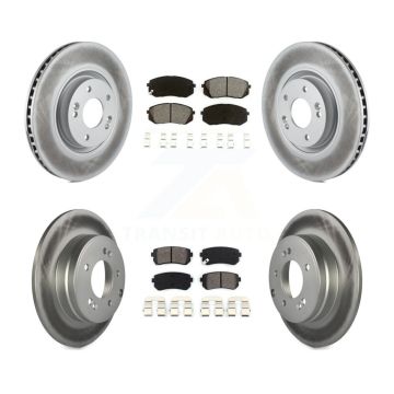 Front Rear Coated Disc Brake Rotor & Semi-Metallic Pad Kit For Hyundai Tucson Kia Cadenza KGS-101073