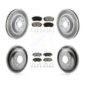 Front Rear Coated Disc Brake Rotor & Semi-Metallic Pad Kit For Hyundai Sonata Kia Cadenza KGS-101075