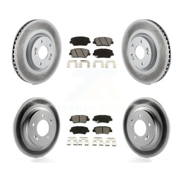 Front Rear Coated Brake Rotor & Semi-Metallic Pad Kit For 2016-2017 Hyundai Azera Limited KGS-101079