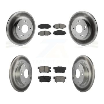 Front Rear Coated Disc Brake Rotors And Semi-Metallic Pads Kit For Honda Civic KGS-101084