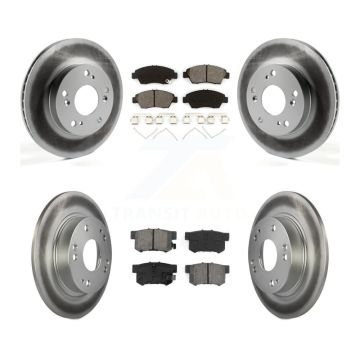 Front Rear Coated Disc Brake Rotor And Semi-Metallic Pad Kit For 2013-2015 Acura ILX 1.5L KGS-101085