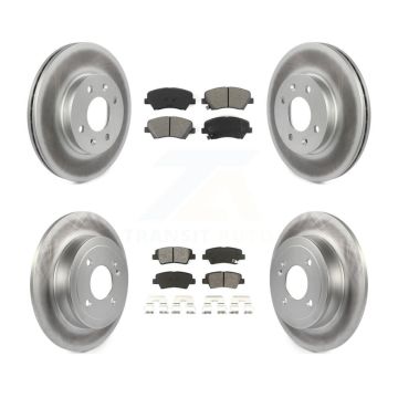 Front Rear Coated Disc Brake Rotors And Semi-Metallic Pads Kit For Hyundai Accent Kia Rio KGS-101086