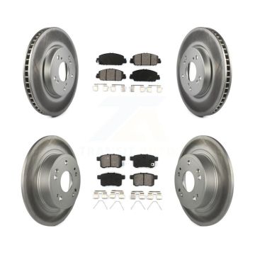 Front Rear Coated Disc Brake Rotors And Semi-Metallic Pads Kit For Honda Accord KGS-101095