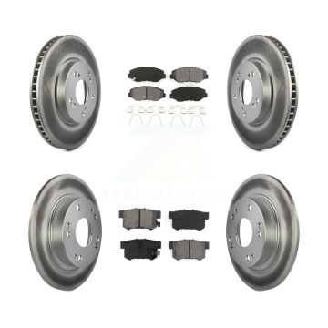 Front Rear Coated Disc Brake Rotors And Semi-Metallic Pads Kit For Honda Civic KGS-101096