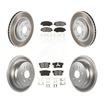 Front Rear Coated Disc Brake Rotor And Semi-Metallic Pad Kit For 2012-2016 Honda CR-V FWD KGS-101098