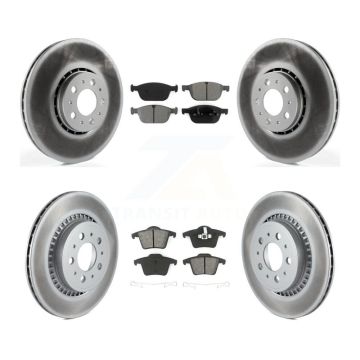 Front Rear Coated Disc Brake Rotors And Semi-Metallic Pads Kit For Volvo XC90 KGS-101099