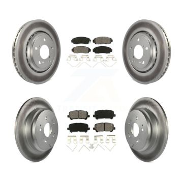 Front Rear Coated Disc Brake Rotors And Semi-Metallic Pad Kit For 2015-2017 Honda Odyssey KGS-101100