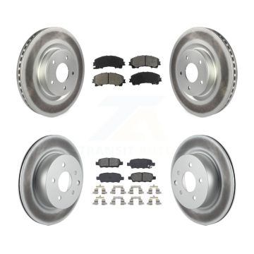 Front Rear Coated Disc Brake Rotors And Semi-Metallic Pad Kit For 2016-2017 INFINITI QX50 KGS-101104