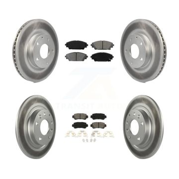 Front Rear Coated Disc Brake Rotor And Semi-Metallic Pad Kit For 2016-2018 Mazda CX-3 AWD KGS-101107