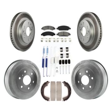 Front Rear Coated Disc Brake Rotor Semi-Metallic Pad & Drum Kit (7Pc) For GMC Sierra 1500 KGS-101506