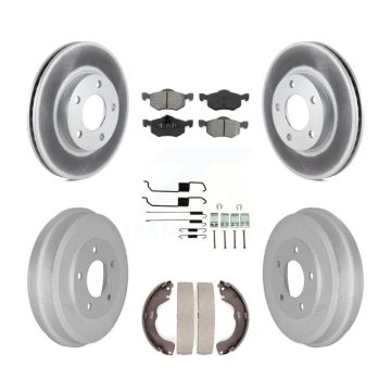 Front Rear Coated Disc Brake Rotor Semi-Metallic Pad Drum Kit (7Pc) For Ford Escape Mazda KGS-101513