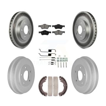 Front Rear Coat Disc Brake Rotor Semi-Metallic Pad Drum Kit (7Pc) For Ford Escape Mercury KGS-101515