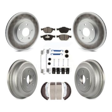 Front Rear Coated Brake Rotor Semi-Metallic Pad & Drum Kit (7Pc) For Ford Transit Connect KGS-101518