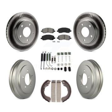 Front Rear Coated Disc Brake Rotor Semi-Metallic Pad And Drum Kit (7Pc) For Dodge Caliber KGS-101519