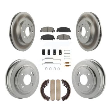 Front Rear Coated Disc Brake Rotors Semi-Metallic Pads And Drum Kit (7Pc) For Honda Civic KGS-101522