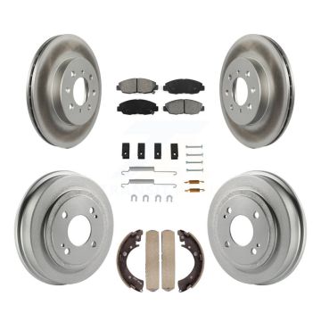 Front Rear Coated Brake Rotor Semi-Metallic Pad & Drum Kit (7Pc) For Honda Civic Acura EL KGS-101524