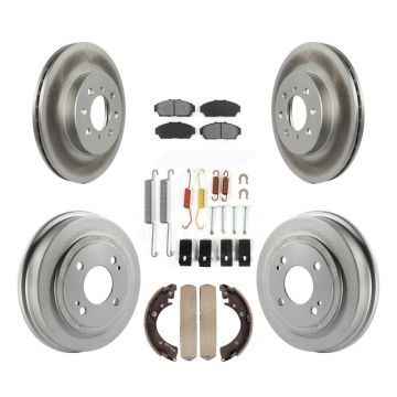 Front Rear Coated Disc Brake Rotors Semi-Metallic Pads And Drum Kit (7Pc) For Honda Civic KGS-101525