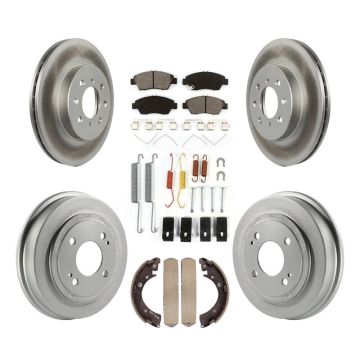 Front Rear Coat Disc Brake Rotor Semi-Metallic Pad Drum Kit (7Pc) For 2007-2008 Honda Fit KGS-101526