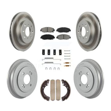 Front Rear Coated Disc Brake Rotors Semi-Metallic Pads And Drum Kit (7Pc) For Honda Civic KGS-101528
