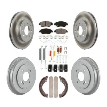 Front Rear Coated Disc Brake Rotors Semi-Metallic Pads And Drum Kit (7Pc) For Honda Fit KGS-101529