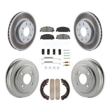 Front Rear Coated Disc Brake Rotors Semi-Metallic Pads And Drum Kit (7Pc) For Honda Civic KGS-101531