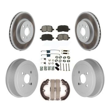Front Rear Coated Disc Brake Rotors Semi-Metallic Pad & Drum Kit (7Pc) For Toyota Corolla KGS-101535