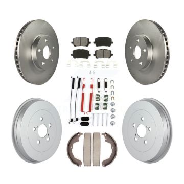 Front Rear Coated Brake Rotors Semi-Metallic Pad Drum Kit (7Pc) For Toyota Matrix Pontiac KGS-101538