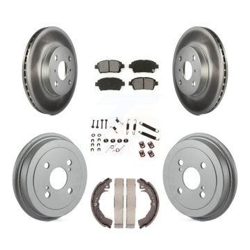 Front Rear Coated Brake Rotors Semi-Metallic Pad Drum Kit (7Pc) For 2001-2005 Toyota Echo KGS-101542
