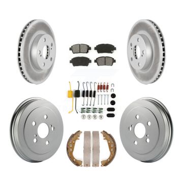 Front Rear Coated Brake Rotor Semi-Metallic Pad Drum Kit (7Pc) For 2004-2007 Toyota Prius KGS-101547