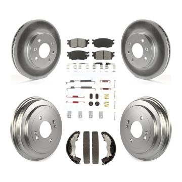 Front Rear Coated Brake Rotor Semi-Metallic Pad Drum Kit (7Pc) For Hyundai Accent Kia Rio KGS-101549