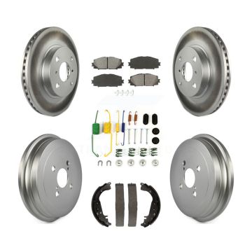 Front Rear Coated Disc Brake Rotors Semi-Metallic Pad And Drum Kit (7Pc) For Toyota Yaris KGS-101550