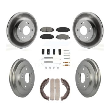Front Rear Coated Disc Brake Rotors Semi-Metallic Pads And Drum Kit (7Pc) For Honda Civic KGS-101555