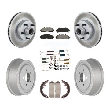 Front Rear Coated Disc Brake Rotor Hub Semi-Metallic Pad & Drum Kit (7Pc) For Ford Ranger KGS-101558