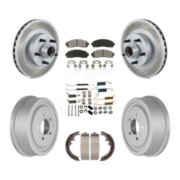 Front Rear Coated Brake Rotors Semi-Metallic Pad Drum Kit (7Pc) For 06-09 Ford Ranger RWD KGS-101559