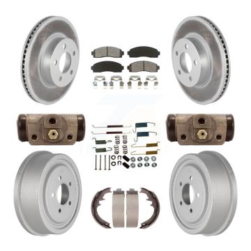 Front Rear Coat Brake Rotors Semi-Metallic Pad Drum Kit (9Pc) For Ford Ranger Mazda B4000 KGS-101566