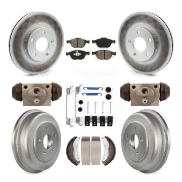 Front Rear Coated Brake Rotor Semi-Metallic Pad & Drum Kit (9Pc) For Ford Transit Connect KGS-101569