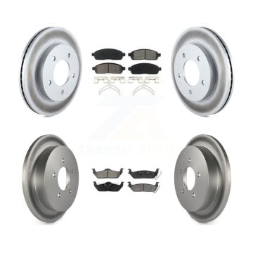 Front Rear Coated Disc Brake Rotors And Semi-Metallic Pads Kit For 2004 Ford F-150 4WD KGS-101581