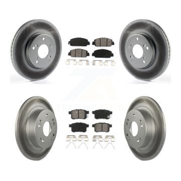 Front Rear Coated Disc Brake Rotors And Semi-Metallic Pads Kit For Honda Accord KGS-101585
