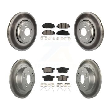 Front Rear Coated Disc Brake Rotors And Semi-Metallic Pads Kit For Honda Accord KGS-101586