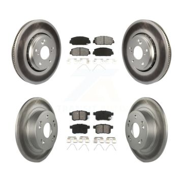 Front Rear Coated Disc Brake Rotors And Semi-Metallic Pads Kit For Honda Accord KGS-101587