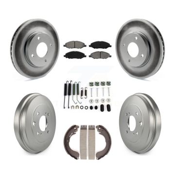 Front Rear Coat Brake Rotor Semi-Metallic Pad Drum Kit (7Pc) For Nissan Versa 4-Wheel ABS KGS-101699